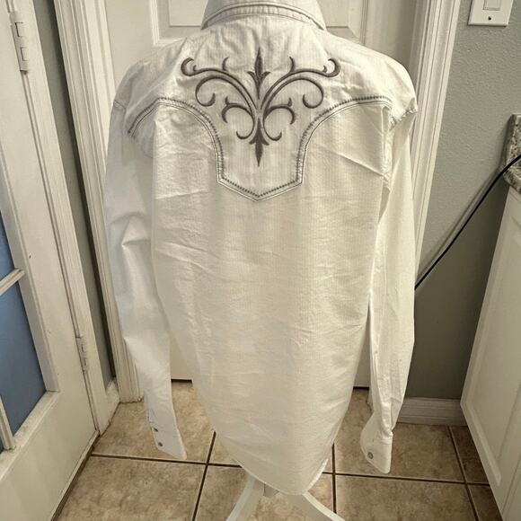 Rock 47 by Wrangler Western Embroidered Pearl Snap Shirt (Size L) - Picture 2 of 7